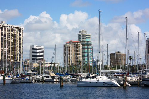 You can see many beautiful sailboats in the marina harbor.