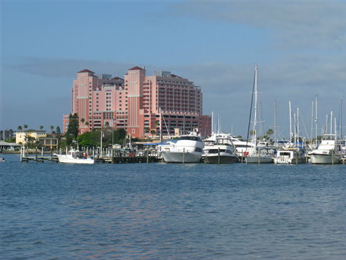 view across clearwater marina at the start of our ride to the beach shanty cafe on clearwater beach fl