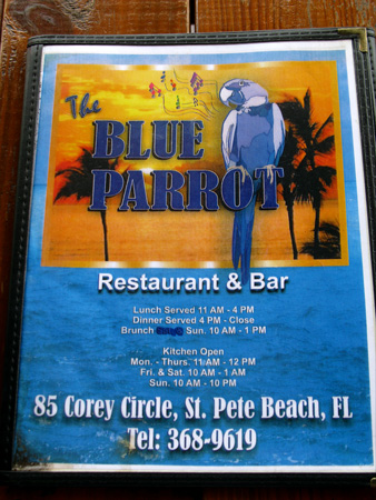 breakfast at the blue parrot menu cover