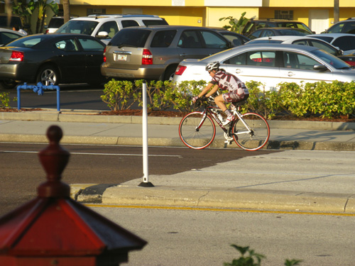 breakfast at ricky t's treasure island florida morning female cyclist