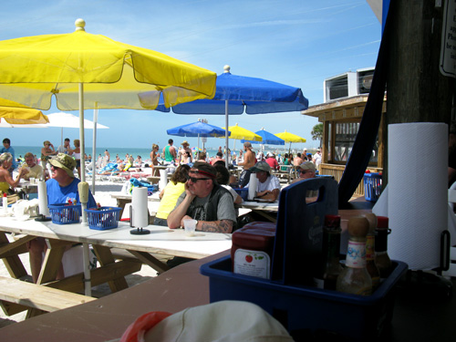 lunch at caddy's beach bar