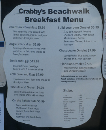 breakfast at crabbys menu