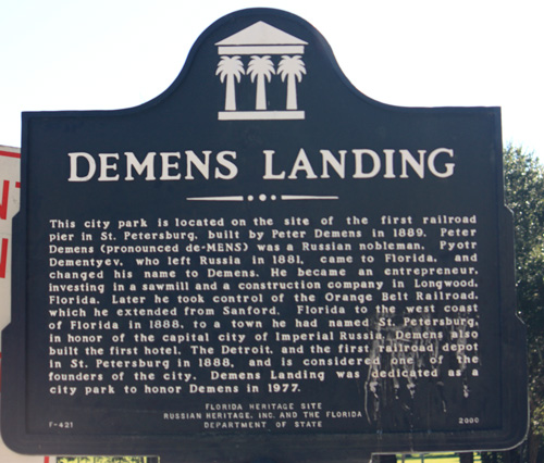 demens landing park information sign in in downtown st petersburg florida