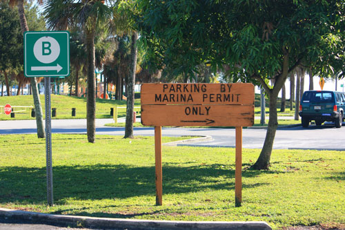 demens landing park marina parking sign in downtown st petersburg florida