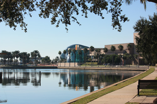demens landing park view south to dali museum in downtown st petersburg florida