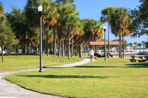 demens landing park walkway in downtown st petersburg florida