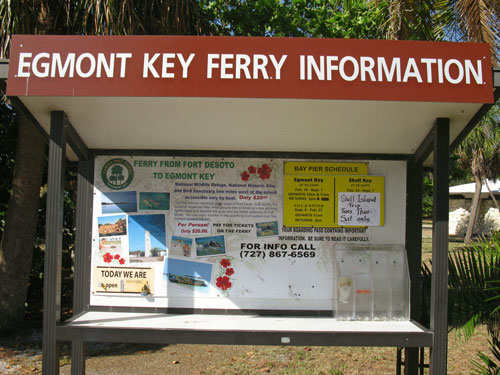 the egmont key ferry information sign