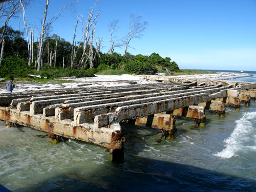 the egmont key ferry lands at this old wharf that was used for handling mines that protected the entrance to Tampa Bay
