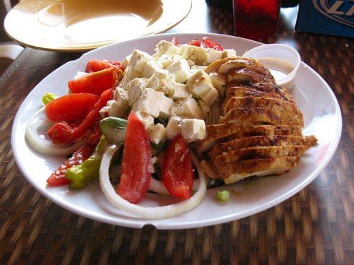 Our Caesar salad with grilled chicken at Island Outpost Restaurant.