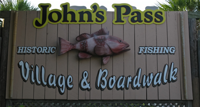 johns pass village and boardwalk main sign