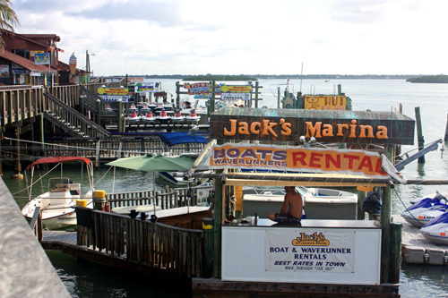 you can rent boats or waverunners at the boardwalk on johns pass fl