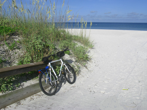 My retirement morning always includes riding my bike along the Florida beach.