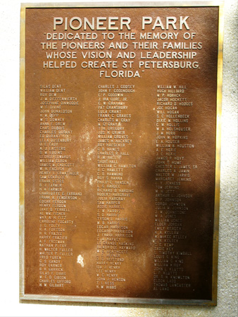 pioneer park memorial sign in st petersburg fl