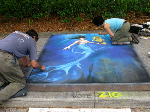 safety harbor florida chalk art mermaid drawing