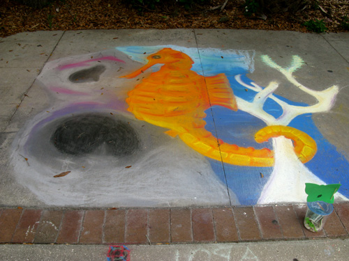 safety harbor florida chalk art seahorse drawing