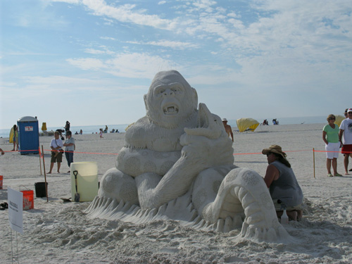 Brad Goll's entry in the Sand Sculpture Contest was "Gorilla."