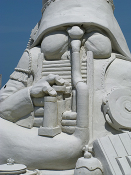 sloppy joes sand sculpture facila detail of Music Man