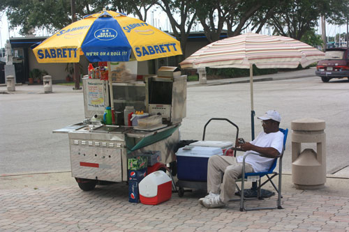 south straub park in st petersburg florida view of hot dog stand across 2nd avenue ne