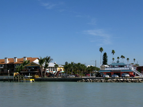 sunset beach boardwalk looking across to st pete beach bars