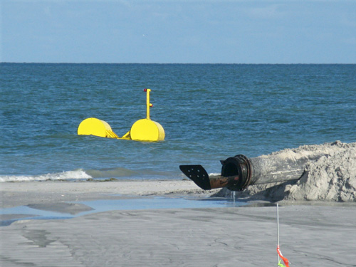 treasure island beach renourishment flow pipe on sunshine beach