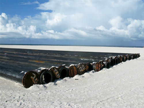 treasure island beach renourishment flexible pipes