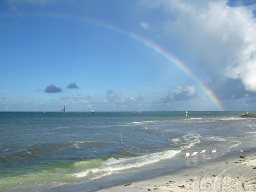 rainbow over the treasure island beach renourishment project