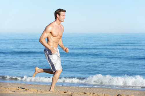 Running on a San Diego CA beach.