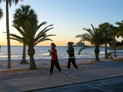 beach workout on a cold january morning