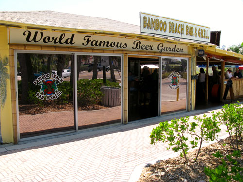 the bamboo beer garden is a landmark beach bar in johns pass village on madeira beach fl