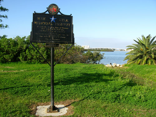 a sign honoring those in the armed forces at the start of our ride to the beach shanty cafe on clearwater beach fl