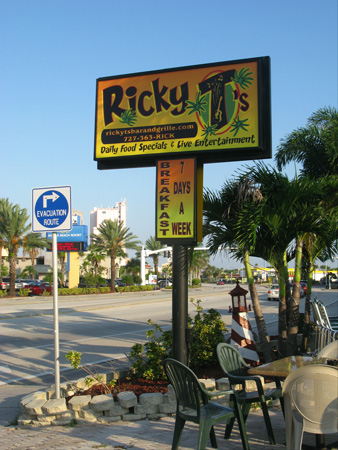 breakfast at ricky t's treasure island florida sign