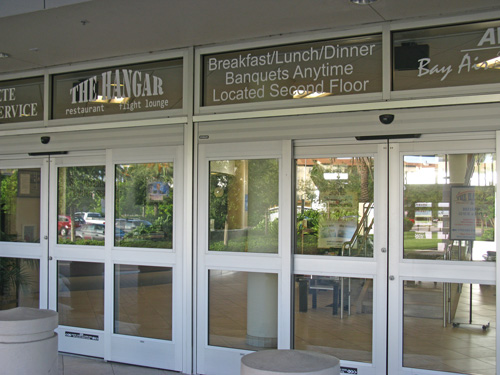 breakfast at the hanger restaurant entrance