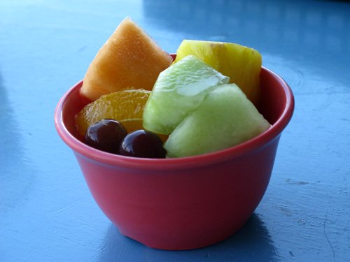 fruit bowl with breakfast at crabbys