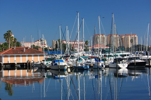 demens landing park view north to the yacht basin in downtown st petersburg florida