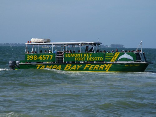 the egmont key ferry boards at fort desoto park