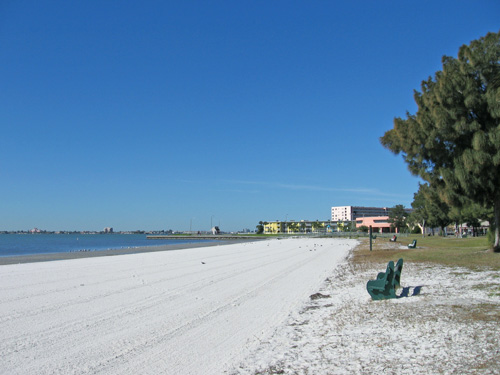 Sunrise on the beach of Boca Ciega Bay in Gulfport FL.