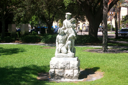 north straub park has many curious statues