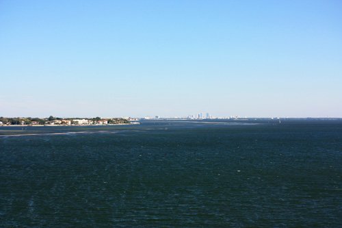 on top of st pete pier view of gandy brige and downtown tampa