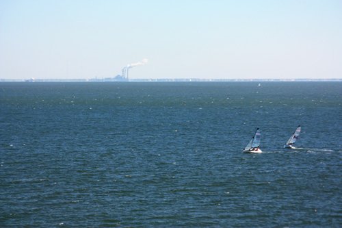 on top of st pete pier view sailboats racing in tampa bay