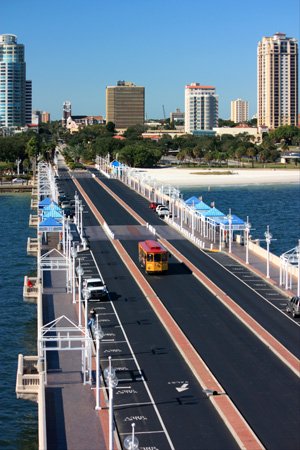 on top of st pete pier view the trolly on 2nd ave ne