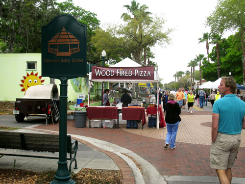 safety harbor florida chalk art crowd on main street