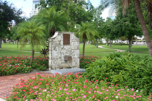 south straub park in st petersburg florida has a quiet little garden and fountain