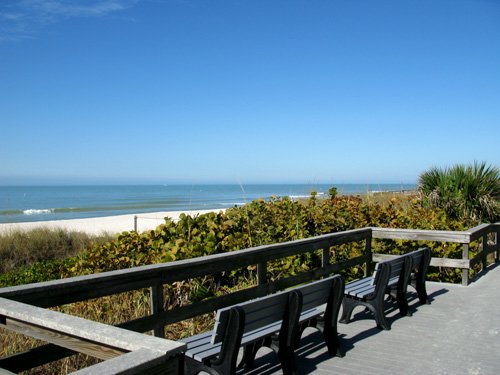 sunset beach scenic boardwalk overlooks the gulf of mexico