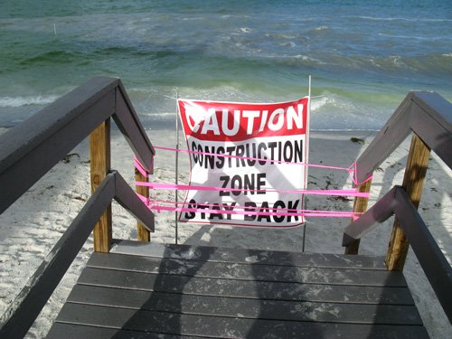 treasure island beach renourishment project restricts beach goers from the dangerous equipment